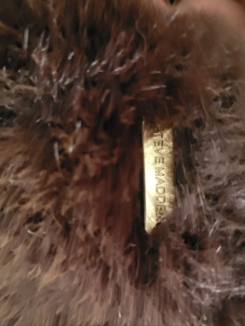 Steve Madden Faux Fur Brown Fingerless Gloves with Knit Fingers
